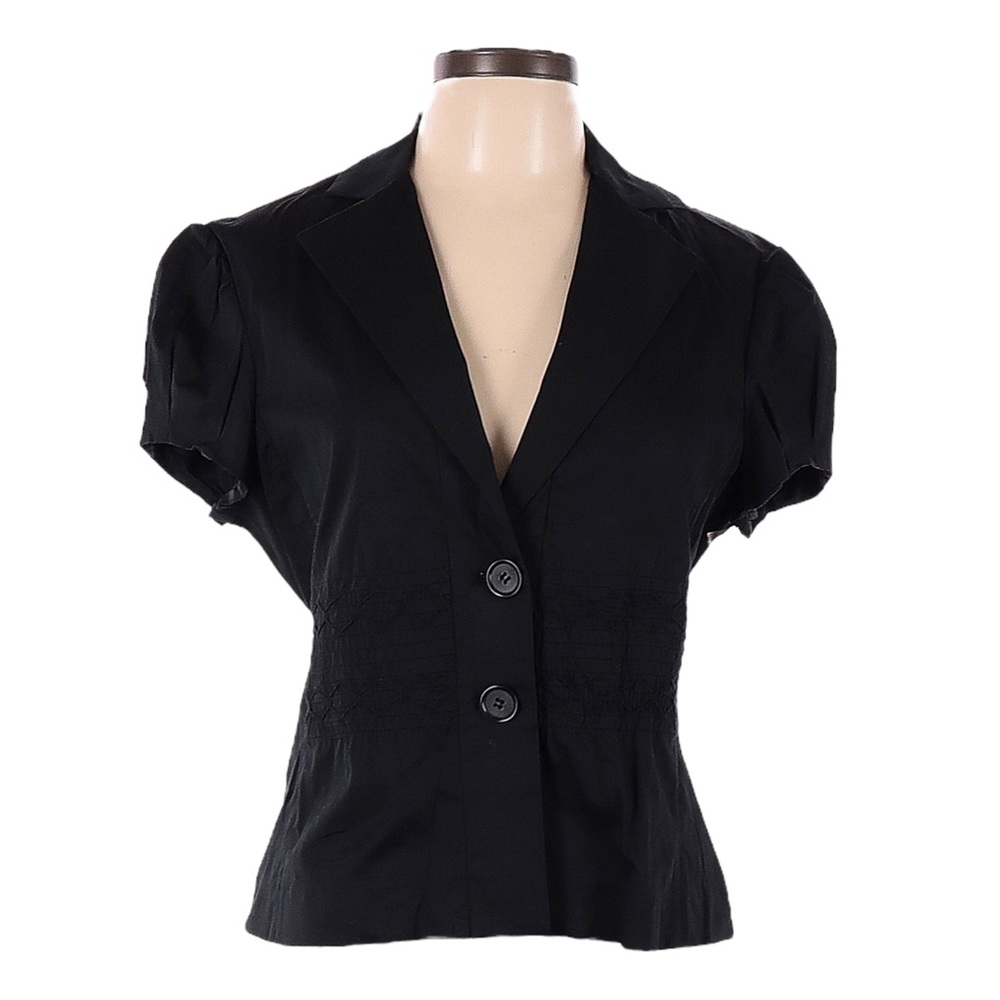 BCBGMaxAzria Black Short Sleeve Ruched Waist Jacket Size L NWT